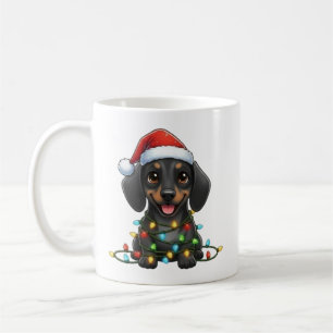 Taza De Café Navidades escuetos Black Dachshund Mug