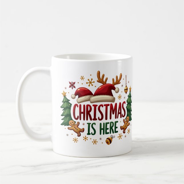 Taza De Café Navidades está aquí, Feliz Navidad Mug (Izquierda)