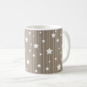 Taza De Café Navidades estrella garland, diseño beige estaciona