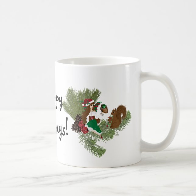 Taza De Café Navidades Faery and Squirrel Gift Giving Mug (Derecha)