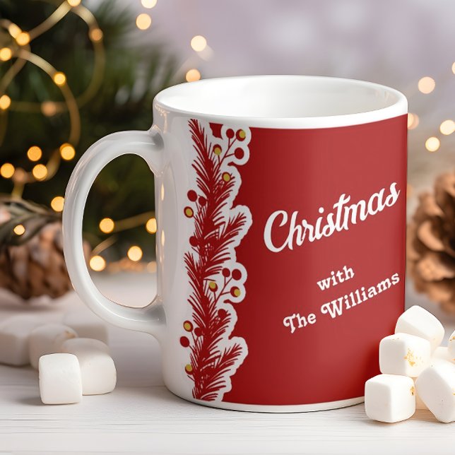 Taza De Café Navidades familiares | Nombre de familia moderna d (Subido por el creador)