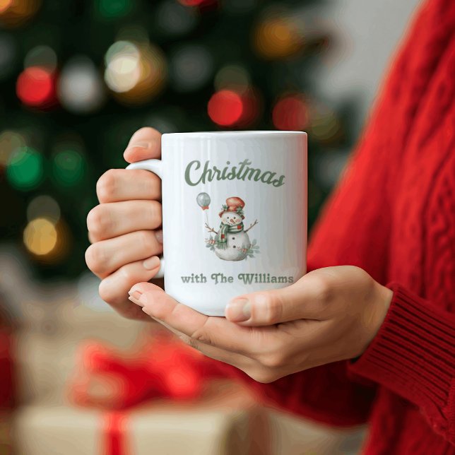 Taza De Café Navidades familiares | Nombre de familia Snowman (Subido por el creador)