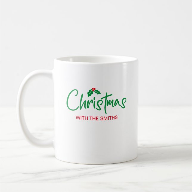 Taza De Café Navidades familiares | Nombre de la familia Minima (Izquierda)