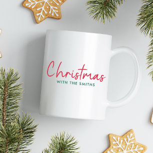 Taza De Café Navidades familiares Nombre de la familia Minima