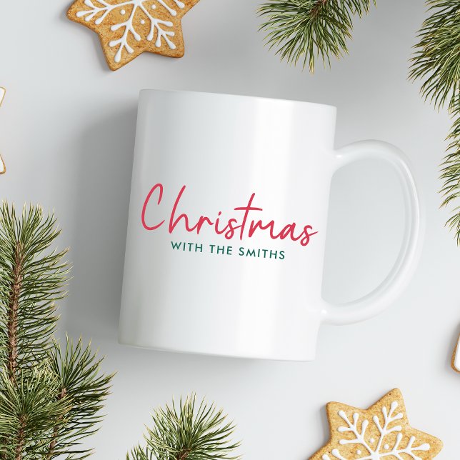 Taza De Café Navidades familiares | Nombre de la familia Minima (Subido por el creador)