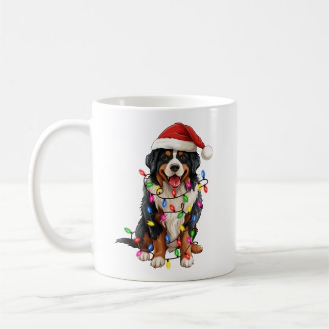 Taza De Café Navidades felices Bernese Mountain Dog Santa Hat (Izquierda)
