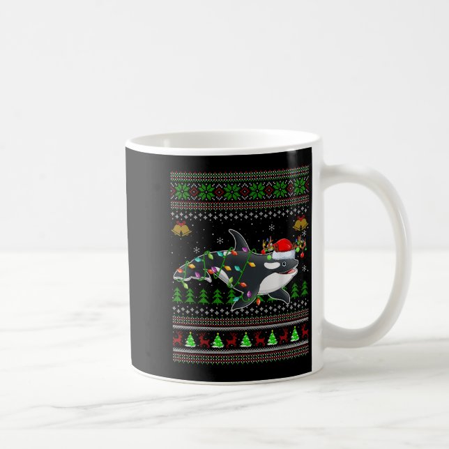 Taza De Café Navidades feos de la ballena orca sudaderos Santa  (Derecha)