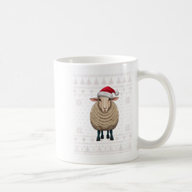 Taza De Café Navidades feos de ovejas barren Papá Noel (Derecha)