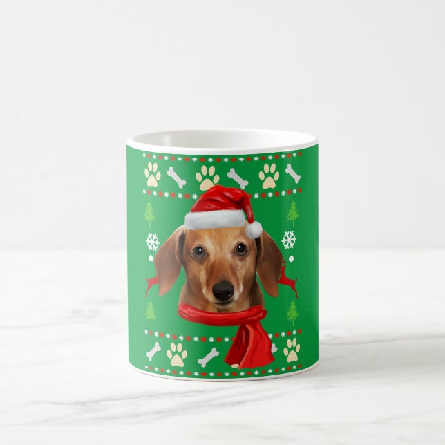 Taza De Café Navidades feos del perro de Dachshund (Centro)