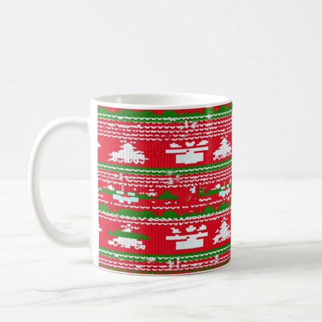 Taza De Café Navidades feos Patrón de sudor Mug (Izquierda)