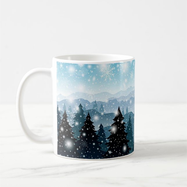 Taza De Café Navidades festejan la nieve de invierno (Izquierda)