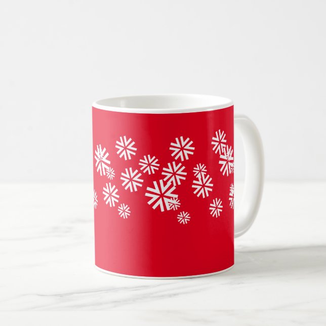 Taza De Café Navidades Festividades de nieve estrellas blancas  (Anverso derecho)