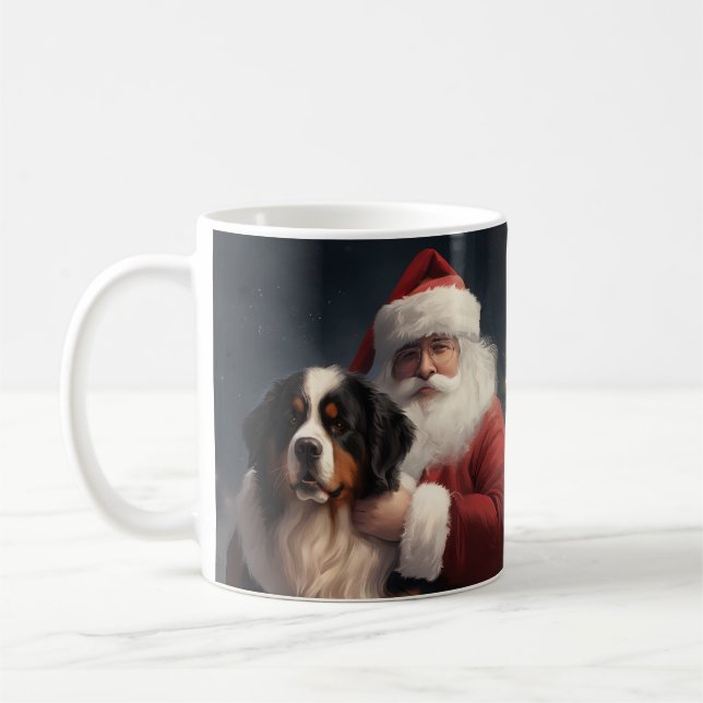 Taza De Café Navidades festivos Bernese Mountain Dog Santa Clau (Izquierda)