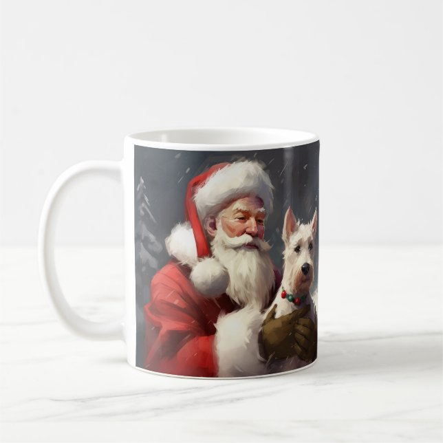 Taza De Café Navidades festivos de Wire Fox Terrier Santa Claus (Izquierda)