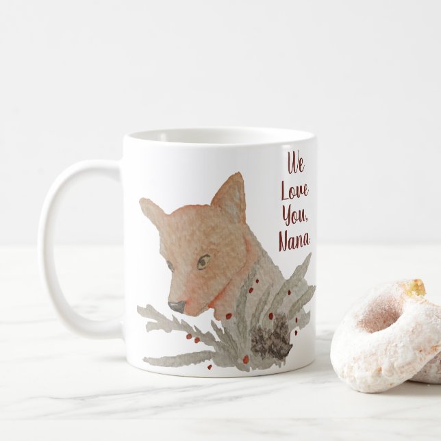 Taza De Café Navidades festivos Fox Grandma De Los Niños (Con donut)