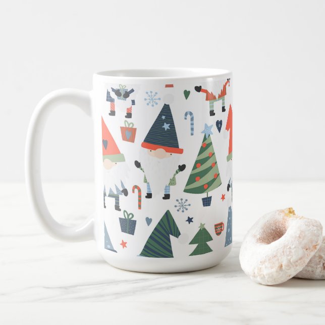 Taza De Café Navidades festivos ganomas árboles canes (Con donut)