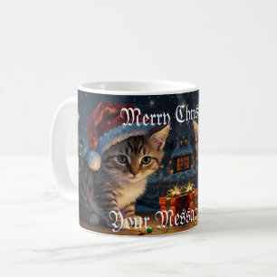 Taza De Café Navidades festivos Gatito con Santa Hat