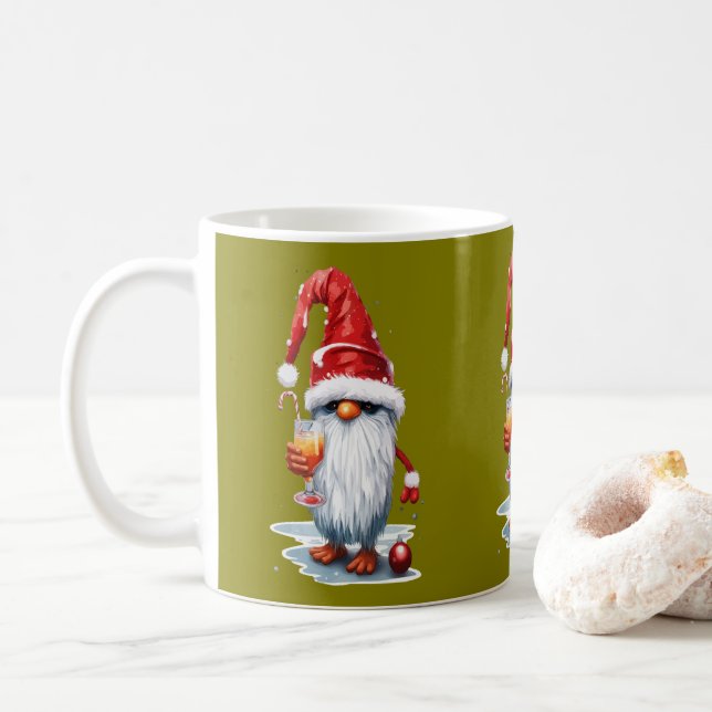 Taza De Café Navidades festivos Gnome Gonk sosteniendo un vaso (Con donut)