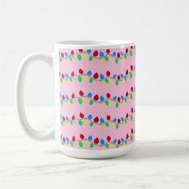 Taza De Café Navidades festivos iluminan cadenas en rosa