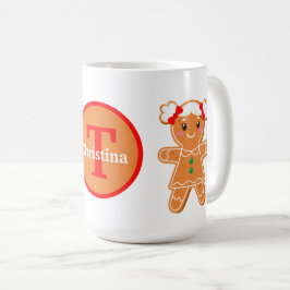 Taza De Café navidades festivos jingerbread chica añadir monogr