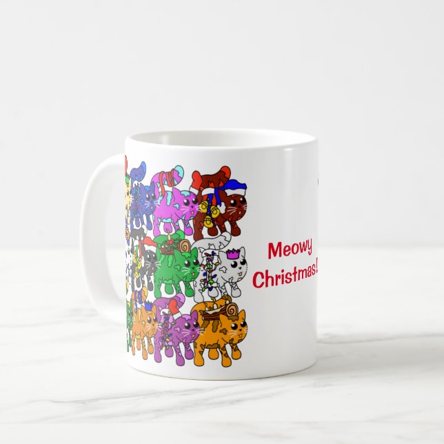 Taza De Café Navidades festivos Jolly Meowy gatos (Anverso izquierdo)