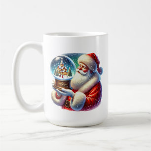 Taza De Café Navidades festivos nevan el globo de Santa María
