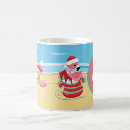 Taza De Café navidades festivos playa flamingo rosa Santa
