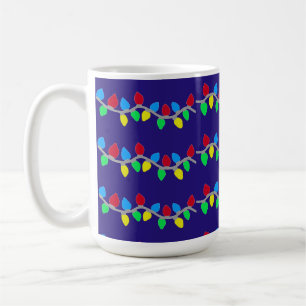 Taza De Café Navidades festivos resaltan cuerdas en azul