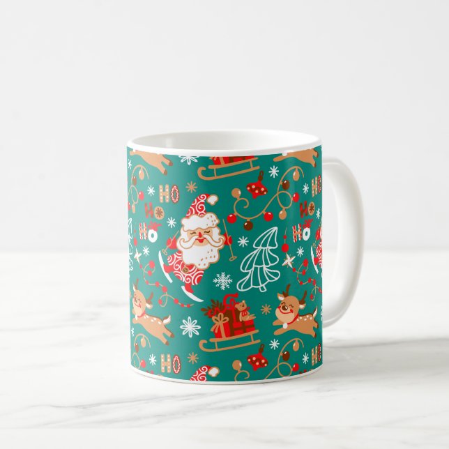 Taza De Café Navidades festivos Santa y reno (Anverso derecho)