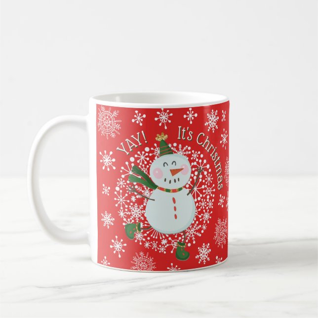 Taza De Café Navidades festivos Snowman Holiday Copos de nieve (Izquierda)