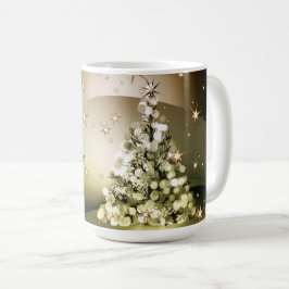 Taza De Café Navidades Fiesta Golden Tree Shiny Sparkle Stars