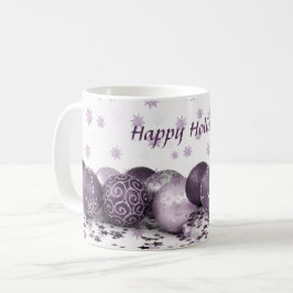 Taza De Café Navidades Fiesta Ornamentos rosados púrpura copos 