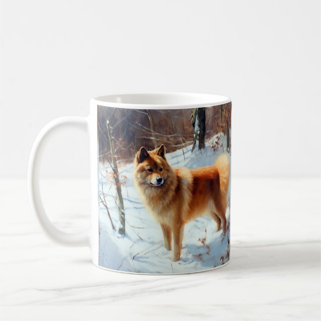 Taza De Café Navidades finlandeses de spitz Let It Snow (Izquierda)