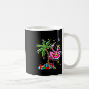 Taza De Café Navidades Flamingo Rosado Palm Tree Tropical Xmas