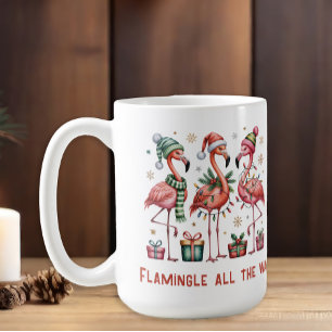 Taza De Café Navidades Flamingos Flamingle todo el camino