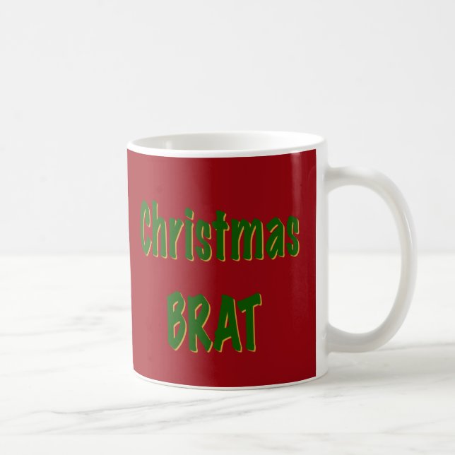 Taza De Café Navidades Forman Brat De Oro Verde Sobre Rojo Crim (Derecha)