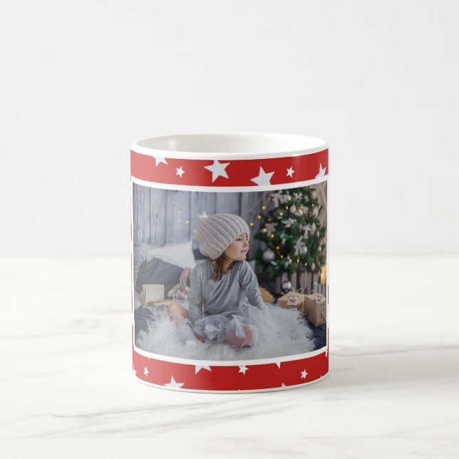 Taza De Café Navidades fotográficos del Patrón Estrella Roja Cu (Centro)