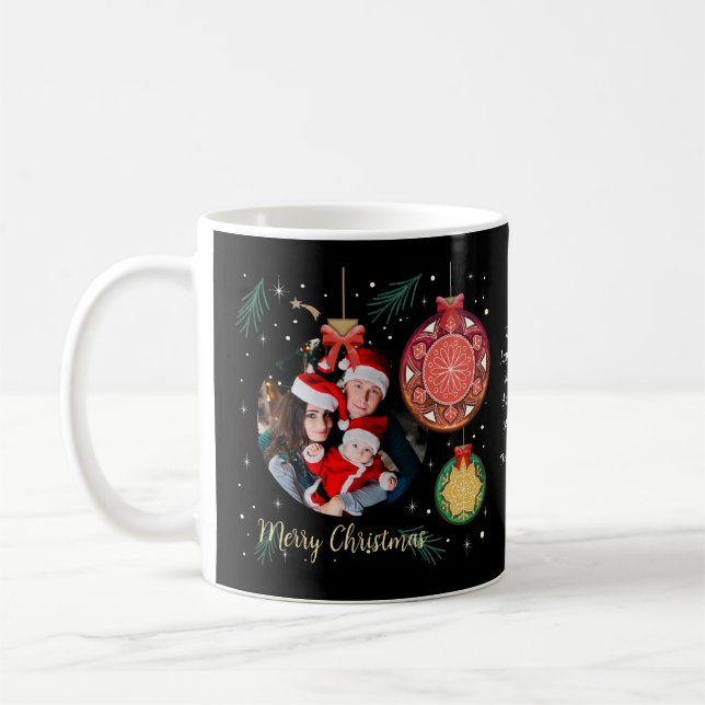 Taza De Café Navidades fotográficos familiares personalizados P (Izquierda)