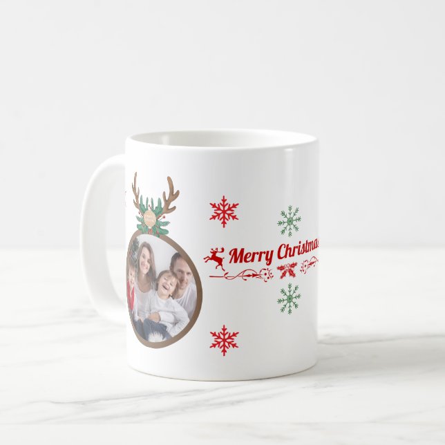 Taza De Café Navidades fotográficos familiares personalizados W (Anverso izquierdo)