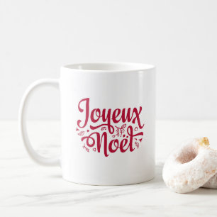 Taza De Café Navidades franceses de Joyeux Noel saludando blanc