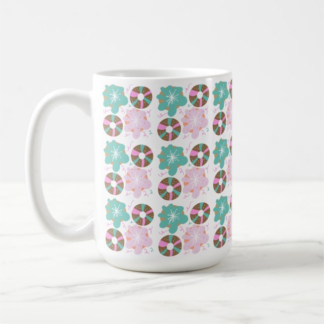 Taza De Café Navidades Frotaron Donuts Doodles Rosa (Izquierda)