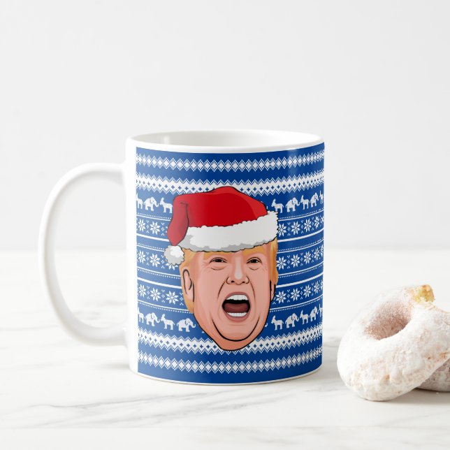 Taza De Café Navidades furiosos de Donald Trump (Con donut)