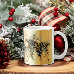 Taza De Café Navidades Garland Pine Cone Branches