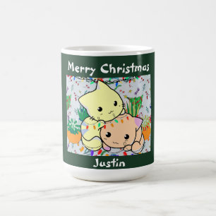 Taza De Café navidades gatitos lindos, personalizar de texto pe