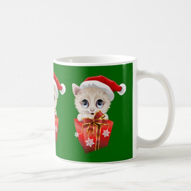 Taza De Café Navidades gatitos Santa con regalo (Derecha)