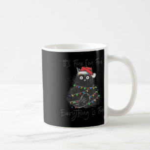 Taza De Café Navidades Gato negro está bien estoy bien todo
