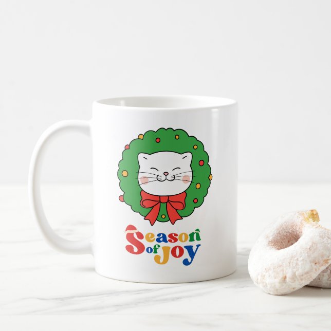 Taza De Café Navidades gatos kawaii comieron una temporada de a (Con donut)