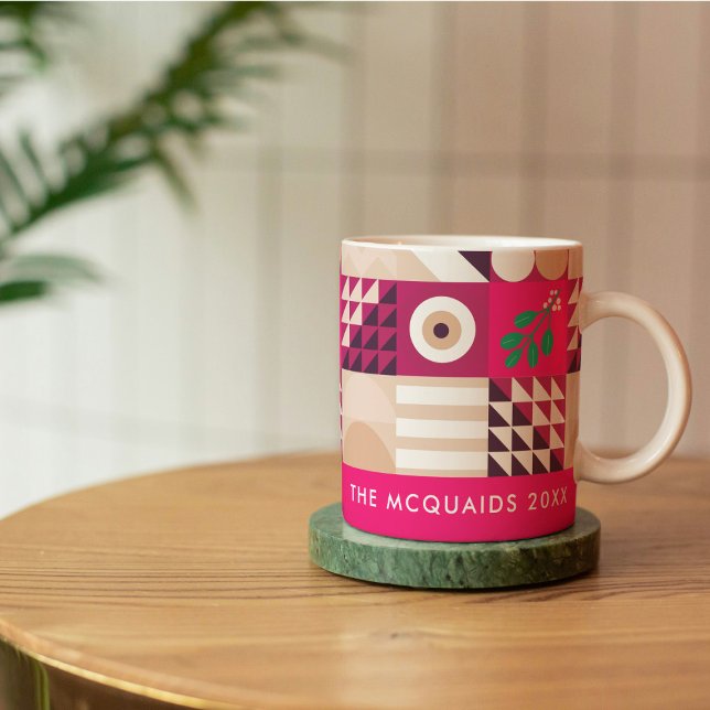 Taza De Café Navidades geométricos modernos y rosados de Borgoñ (Subido por el creador)
