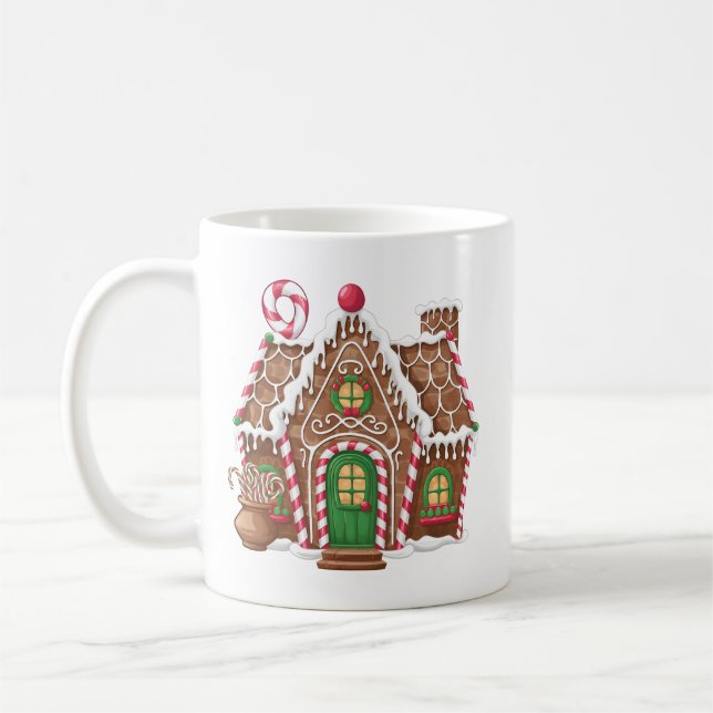 Taza De Café Navidades Gingerbread House Design Mug (Izquierda)