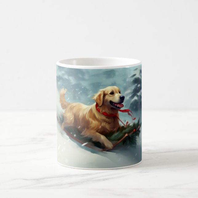 Taza De Café Navidades Golden Retriever nevan invierno (Centro)